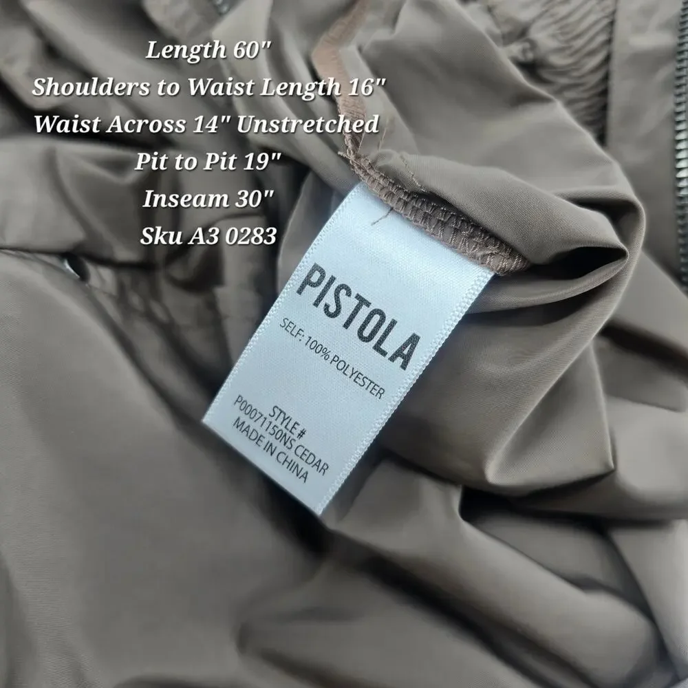 Pistola Becca Utility Jumpsuit Small Smokey Brown Cargo Minimalist Zip Front - Picture 6 of 6
